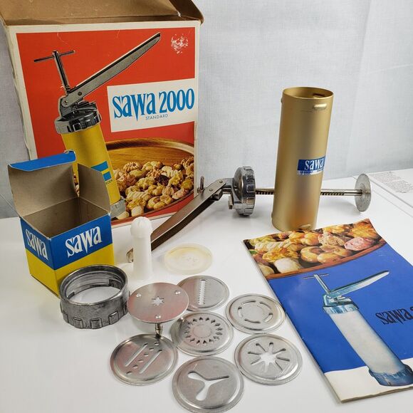 Vintage SAWA 2000 Standard Metal Cookie Press Decorator Gun With Box 1970s - Picture 5 of 16